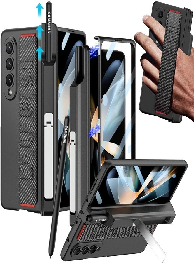 NINKI for Samsung Galaxy Z Fold 4 Case with Screen Protector,S Pen Holder & Strap & Stand & Hinge Protection Full Body Military Grade Shockproof Cover Case for Samsung Galaxy Fold 4 Carbon Fiber - Image 1